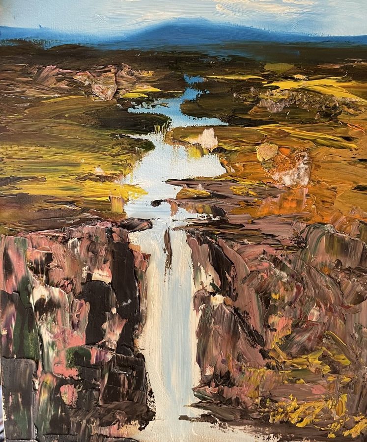 The Waterfall - Oil on Paper